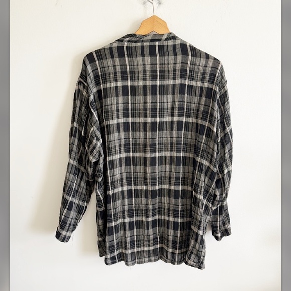 Transparente black plaid long sleeve flowy tunic top size XL - Picture 2 of 6